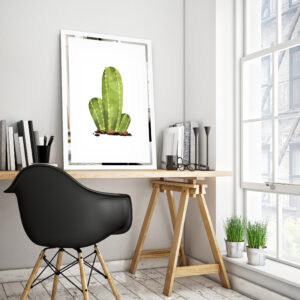 Obraz Kaktus na zrkadle Mirrora 68 - 60x40 cm - kvitnúce kaktusy, kaktus s listami, kvitnuci kaktus, kaktus izbový