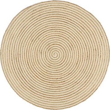 Ručne vyrobený koberec z juty špirálový dizajn biely 90 cm - jutový koberec