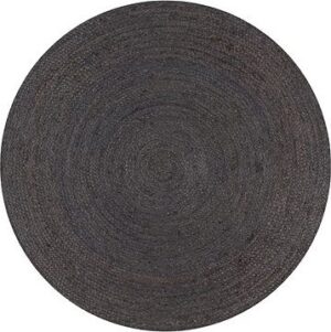 Ručně vyrobený koberec z juty kulatý 150 cm tmavě šedý - jutový koberec