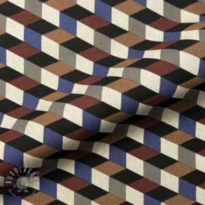 Dekoračná látka Linenlook premium Cube Illusion Art - ľan metráž, lan metraz, jutovina metráž, látka na vankúše, latka na vankuse, latka na vankus, látky metráž eshop, viskóza metráž, latky metraz eshop, dekoračné látky metráž, dekoracna latka metraz, ľanové látky metráž, látky metráž lacné, lanova latka metraz, lanove latky metraz, latka eshop, režné plátno metráž, ľan metráž veľkoobchod, obrusovina metráž, látky metráž, dekoračná látka, metráž látky, metrazove latky
