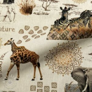 Dekoračná látka Linenlook Wildlife Safari Trip digital print - ľan metráž, lan metraz, jutovina metráž, látka na vankúše, latka na vankuse, latka na vankus, látky metráž eshop, viskóza metráž, latky metraz eshop, dekoračné látky metráž, dekoracna latka metraz, ľanové látky metráž, látky metráž lacné, lanova latka metraz, lanove latky metraz, latka eshop, režné plátno metráž, ľan metráž veľkoobchod, obrusovina metráž, látky metráž, dekoračná látka, metráž látky, metrazove latky