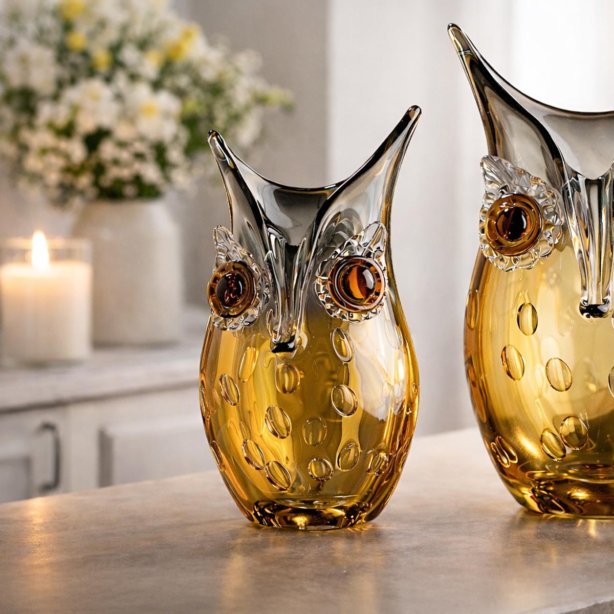 Gilde Váza Sova, 23 cm - váza na malé kvietky, váza na malé kytičky, váza na lúčne kvietky, váza na fialky, váza na snežienky, váza na kvety, sklenená váza, sklenené vázy, biela vaza, krištáľové vázy, krištáľová váza, váza s kvetmi, krištálové vázy