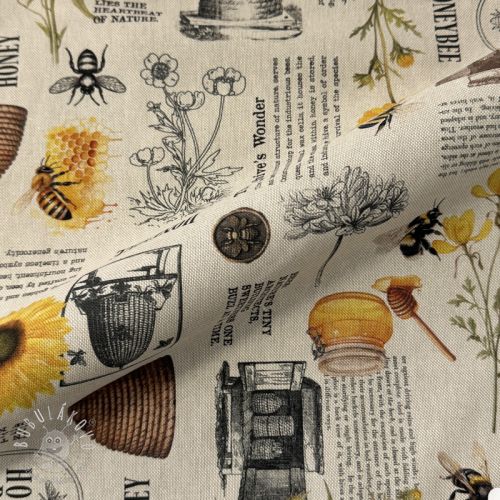 Dekoračná látka Linenlook Bee Honey Recipe digital print - ľan metráž, lan metraz, jutovina metráž, látka na vankúše, latka na vankuse, latka na vankus, látky metráž eshop, viskóza metráž, latky metraz eshop, dekoračné látky metráž, dekoracna latka metraz, ľanové látky metráž, látky metráž lacné, lanova latka metraz, lanove latky metraz, latka eshop, režné plátno metráž, ľan metráž veľkoobchod, obrusovina metráž, látky metráž, dekoračná látka, metráž látky, metrazove latky